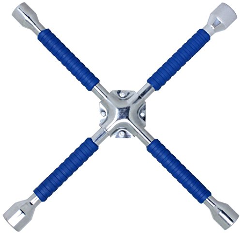 CARTMAN 16 Inch Heavy Duty Non-Slip 4-Way Universal Cross Lug Wrench - size: 16" Blue (Pack of 1)