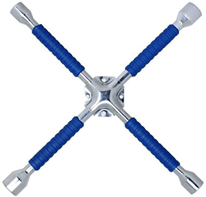 CARTMAN 16 Inch Heavy Duty Non-Slip 4-Way Universal Cross Lug Wrench - size: 16" Blue (Pack of 1)