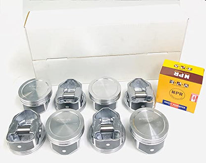 Set of (8) Pistons & Moly Rings Kit Chevy 5.3L LS1 Silvolite Hypereutectic Pistons 1999-2003 Dish Top 3.780" Standard Bore Diameter