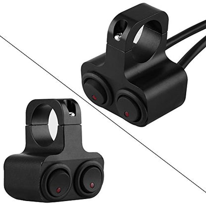 Motorcycle Handlebar Switch - CNC Aluminum Alloy Motorcycle Handlebar 1inch 25mm Headlight Spotlight Dual Switch Handlebar Double Control Button Switch