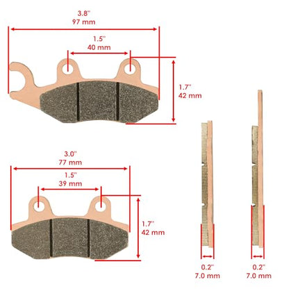 Caltric Front And Rear Brake Caliper with Pads Compatible with Yamaha Rhino 450 Yxr450 4X4 2006 2007 2008 2009