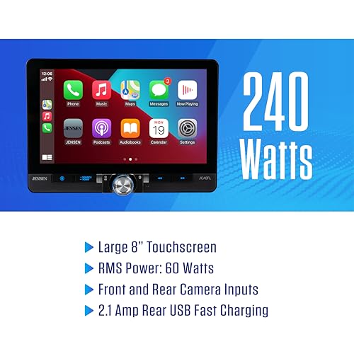 Jensen J1CA8FL 8" Wireless Apple CarPlay Android Auto Single/Double DIN - style: 8-Inch Wireless Stereo
