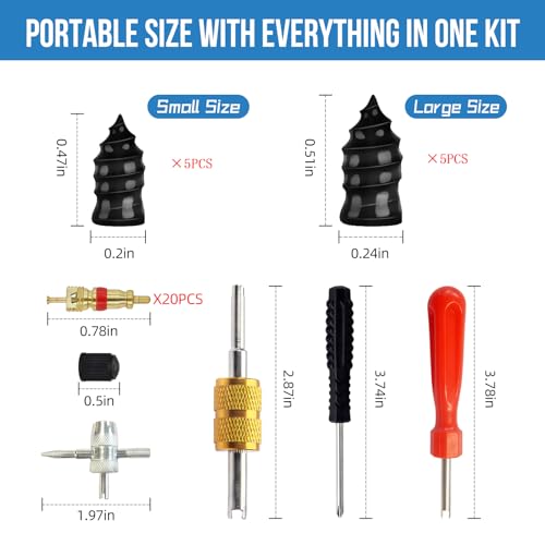 Schrader Valve Stem Removal Tool & Tire Repair Kit Tire Valve Stem Tool with Tire Repair Screws Universal Valve Core Removal Tool for Car Motorcycle Bike ATV (44 pcs)