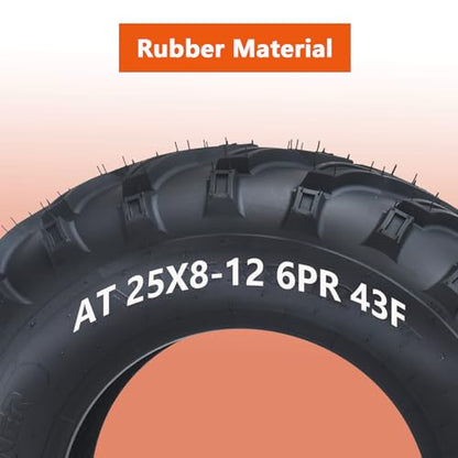 ATV Tire Set Of 4 AT25x8-12 Front ＆ AT25x10-12 Rear All Terrain ATV UTV Off-Road Tires12 inch atv tires, 6PR Tubeless. - size: QD 137 25x8-12＆25x10-12