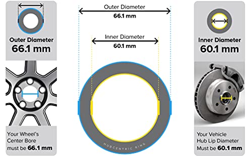 STANCEMAGIC Hubcentric Rings (Pack of 4) - 60.1mm ID to 66.1mm OD - Silver Aluminum Hubrings - Only Fits 60.1mm Vehicle Hubs and 66.1mm Wheel Centerbore - Compatible with Toyota and Lexus vehicles - size: 60.1mm ID to 66.1mm OD