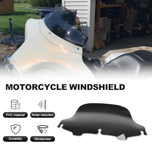 Rich Choices 8" Motorcycle Black Wave Windshield Windscreen Compatible with 1996-2013 Harley Davidson Street Glide Electra Glide Ultra Classic Touring FLHT FLHTC FLHX Tri Glide - color: Black, size: 8inch