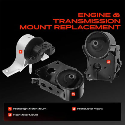 A-Premium Set of 3 Engine Motor Mount Kit Compatible with Nissan - style: 3PCS (2002-2006 Altima V6 3.5L Automatic)