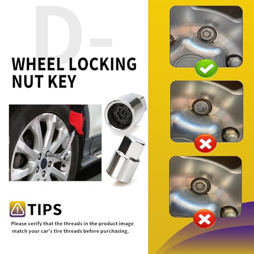 Upgrade D-Wheel Lug Nut Removal Tool, Professional Locking Lug Nuts Key