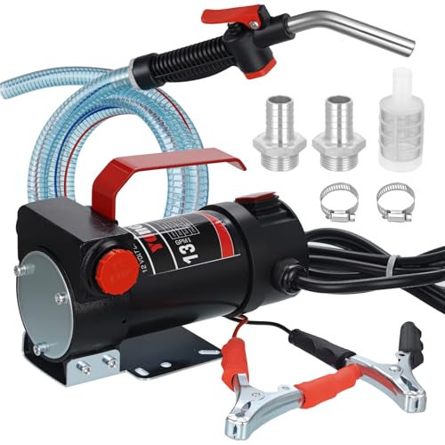 Diesel Transfer Pump, 12 Volt Fuel Transfer Pump with Nozzle Hoses for Transferring Diesel, Kerosene, Machine Oil, Self Priming DC Fuel Pump Kit - style: 12V 13GPM-Diesel