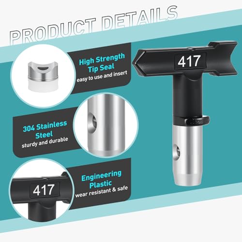 15 Pcs Airless Paint Sprayer Tips Set Includes 6 Reversible Spray Nozzle Tips with Spacer, 6 Airless Sprayer Filter, 1 Replacement Inlet Strainer and 2 Nozzle Guards