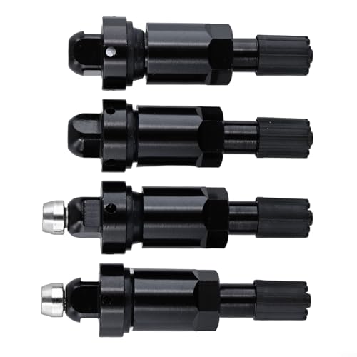 4PCS TPMS Tire Valve Stem Replacement Kit with Aluminum Alloy Stem, Rubber and Metal Seals, Fixing Nut, Black Valve Stems for Car and Truck Wheels Offering Reliable Airtight Seal