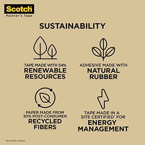 Scotch General Purpose Masking Tape, Tan, Tape for Labeling, Bundling and General Use, Multi-Surface Adhesive Tape, 1.41 Inches x 60 Yards, 1 Roll - size: 1.41 inches x 60 yards, 1 Roll