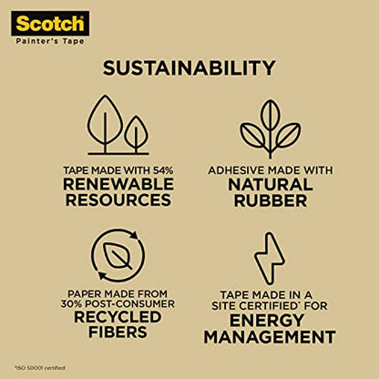 Scotch General Purpose Masking Tape, Tan, Tape for Labeling, Bundling and General Use, Multi-Surface Adhesive Tape, 1.41 Inches x 60 Yards, 1 Roll - size: 1.41 inches x 60 yards, 1 Roll
