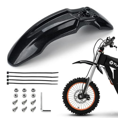 Dirt Bike Front Fender for Yozma IN10 Tuttio Soleil 01 MX350/500/650 SX500 KX110 XR70 Ridstar Q20 CRF50 Style with Mounting Bolts Ebike Dirt Pit Bike Wheel Mudguard (Carbon Fiber Style) - color: Carbon Fiber Style