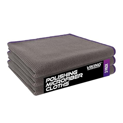 VIKING Microfiber Cleaning Cloth for Car Wax Removal, 16 x 16 Inch, 3 Pack