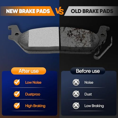 Rear Brake Pads, ECCPP 4pcs Ceramic Pads Kits For Ford For F-150 2004-2011 - size: Rear D1012-7916