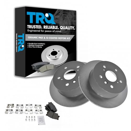 TRQ Rear Brake Pad and Rotor Set Ceramic G Coated Vented Rotors - style: BKA11328