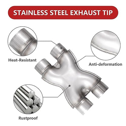 Exhaust X Pipe 2.25" Inlet, 2.25" Outlet 12" Long Stainless Steel X Pipe for Smoother Exhaust,Dual 2 1/4 Inch Crossover X Pipes Exhaust Tip - size: 2.25''X Pipe, style: X PIPE