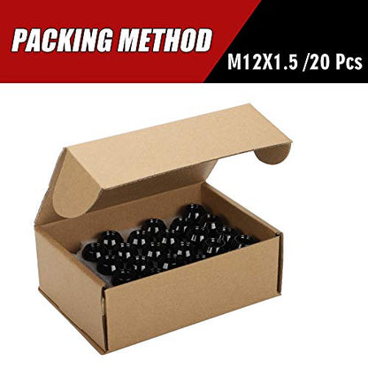 Wheel Lug Nuts, 12x1.5, Black, 20PCS - color: Black, size: 1.4 inch