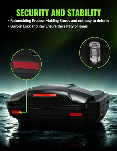 Green-L 96L Universal ATV Rear Rack Cargo Storage Box Trunk Luggage with Passenger Backrest Pad - size: #1-96L