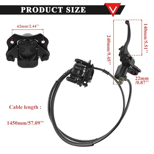 PRO BAT Front Hydraulic Brake Kit with Extra Brake Pads Hand Brake Master - color: Black