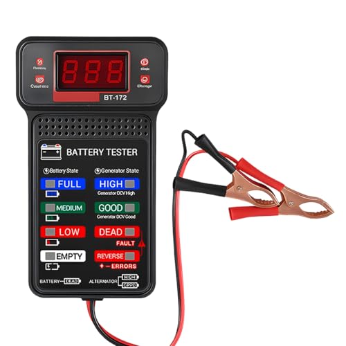 Craedli 12V Car Battery Tester BT-172, Digital Automotive Battery Analyzer & Alternator Charging System Tester with LCD Display and LED Indicators, Voltmeter Diagnostic Tool for Cars Trucks SUV(Black)