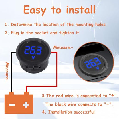 2 Pieces DC 4V-100V Voltmeter Gauge (Blue) - color: Blue, size: Not Waterproof