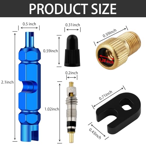 23 Pieces Presta Valve Core, Bike Valve Core Removal Tool with Tubeless Valve, Presta Valve Caps, Brass Presta Valve Adapter for Tubeless Road MTB Tires