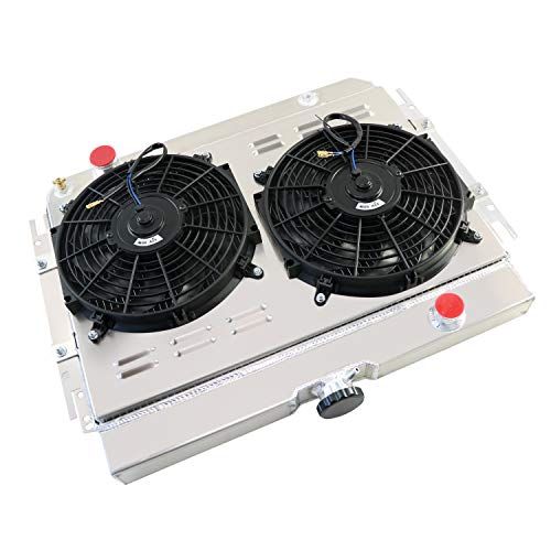 3 Row Aluminum Radiator Shroud Fan Relay for 1963-1968 Chevy Impala Bel Air Chevelle Caprice Radiators - size: 3 Row Radiator/w Cap+Shroud Fan+Relay Kit