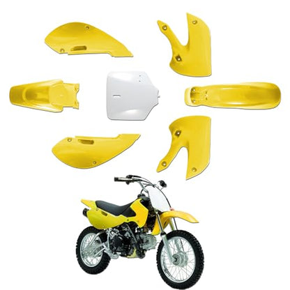 ABS Plastics Kit for Kawasaki KLX110 2002-2013, KX65 2000-2013 - color: Yellow & White