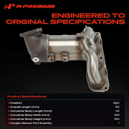 A-Premium Right Exhaust Manifold Catalytic Converter, E.P.A Compliant