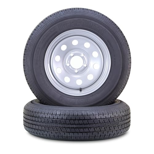 FREE COUNTRY 2 Trailer Tire Wheel ST205/75R15 10PR E 111N 5X4.5" Silver Mod - color: Silver, size: 5x4.5"PCD