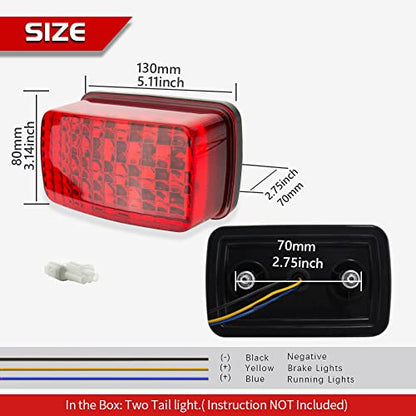 ATV LED Tail Light Taillight 5KM-8472C-10-00 Compatible with Yamaha Rhino Kodiak Grizzly Big Bear Bruin Wolverine Viking（Red lens#1） - color: Red lens#1