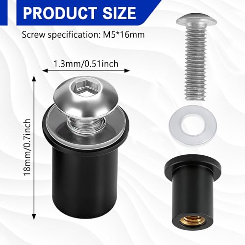 10PCS Motorcycle Windshield Bolts Screws Kit, Windshield Bolt, Windscreen Body Mounting Bolts Nuts Washers with Wrench, Aluminum Alloy Motorbike Windscreen Body Fasteners for Cars (Silver) - color: Silver