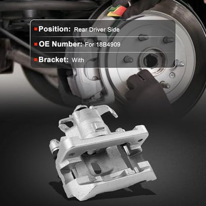 cciyu Rear Left Disc Brake Caliper Assembly With Bracket 18B4909 - size: Rear Left[18B4909]