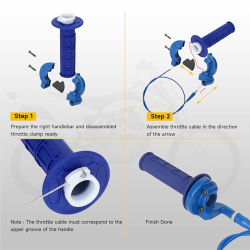 HIAORS 7/8" Mini Bike Throttle Cable Handle Grips Assembly Kit Compatible with Coleman CT200U BT200X CC100X Predator 212cc Baja Warrior MB200 MB165 Motovox CRF50 SSR Apollo Pit Dirt Bike Parts (Blue) - color: Blue