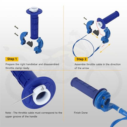 HIAORS 7/8" Mini Bike Throttle Cable Handle Grips Assembly Kit Compatible with Coleman CT200U BT200X CC100X Predator 212cc Baja Warrior MB200 MB165 Motovox CRF50 SSR Apollo Pit Dirt Bike Parts (Blue) - color: Blue