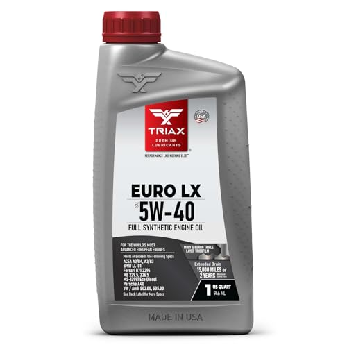 TRIAX Euro LX 5W-40 Full Syn Engine Oil - Compatible with BMW LL01, MB 229.5, 226.5, Audi/VW 502.00, 505.00, MS-12991, Porsche A40 (1 Quart) - size: 1 Quart