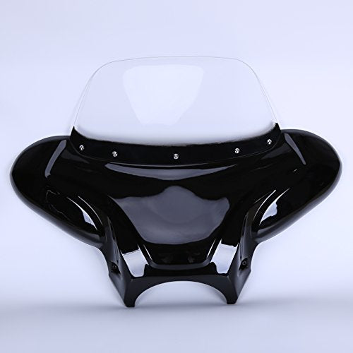 ECOTRIC Motorcycle Trunk and Front Fairing Batwing with Windshield - color: Black, size: One Size