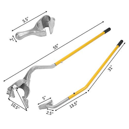 TUFFIOM Tire Mount Demount Tool Kit Steel Manual Tire Changer w/Bead Keeper, Tubeless Truck Bead Breaker, 17.5''-24'', Assembly Tool Equipped - color: Yellow