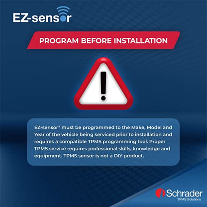 Schrader 33500 EZ-Sensor Single SKU (314.9 MHz, 315 MHz, and 433 MHz) Programmable Snap-in Fixed Angle Valve Tire Pressure Monitoring Sensor (TPMS), Requires Programming Before Installation