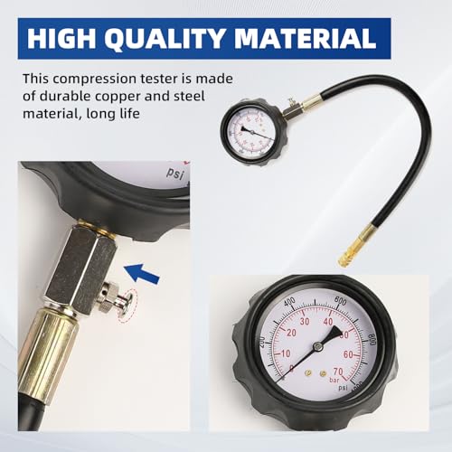 Yonligonju 17pc Diesel Engine Compression Tester Kit, Diesel Compression Tester Cylinder Pressure Gauge for Diesel Cars and Trucks(Blue) - color: blue