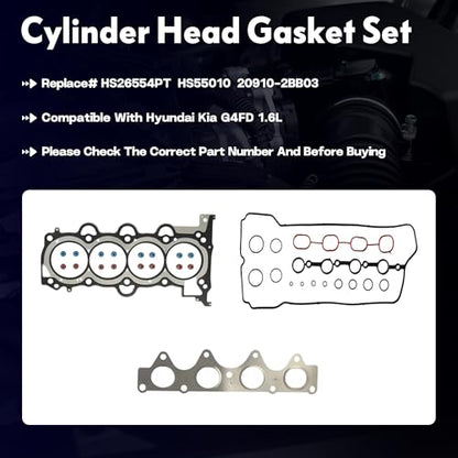 1.6 G4FD Head Gasket Set Timing Chain Kit Crankshaft Piston Con-Rod