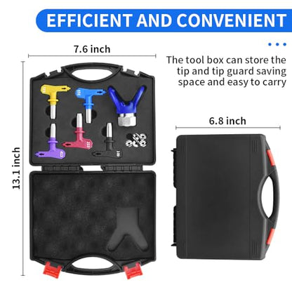 6Pcs Airless Paint Sprayer Tips,Spray Tips,Tip Guard and Storage Box (109,213,315,413,621) - style: 109,213,315,413,621