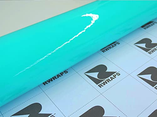 Rwraps Hyper Gloss Vinyl Car Wrap Film Sheet Roll with Air Release Technology - 5ft x 4ft, Turquoise - color: Hyper Gloss Turquoise, size: 5ft x 4ft