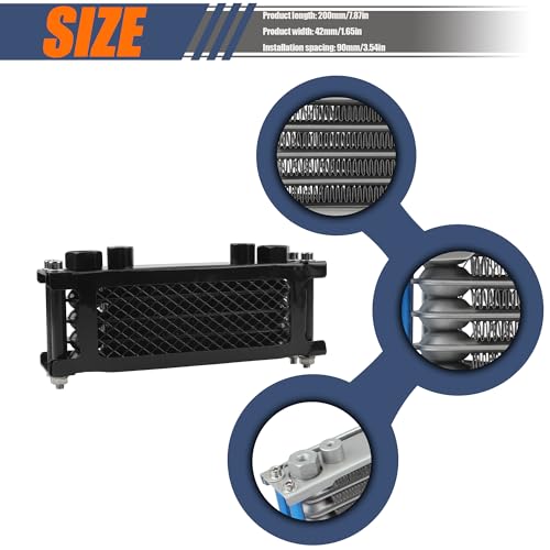 Motorcycle Oil Cooler,Engine Cooling Radiator Compatible with 50cc 70cc 90cc 110cc 125cc 140cc ATV Go Kart Off Road-Black - color: Black