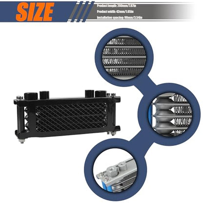 Motorcycle Oil Cooler,Engine Cooling Radiator Compatible with 50cc 70cc 90cc 110cc 125cc 140cc ATV Go Kart Off Road-Black - color: Black