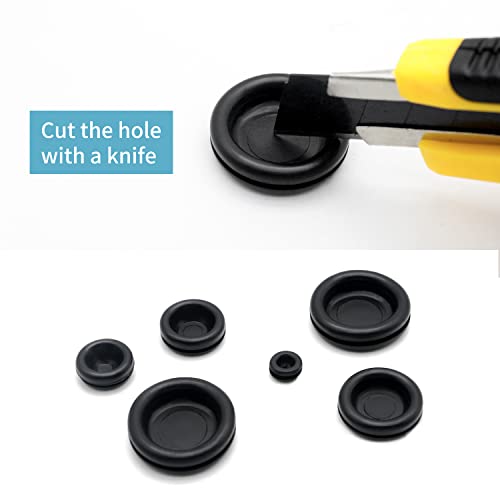 Vrupin 188 Pieces Rubber Grommet Kit – Rubber Plugs for Round Holes, Wiring, Electrical, Plumbing, and More - size: 7 Sizes-Black