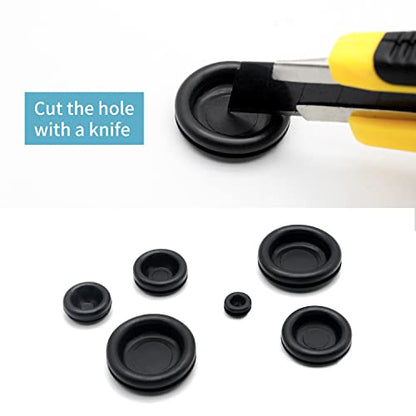 Vrupin 188 Pieces Rubber Grommet Kit – Rubber Plugs for Round Holes, Wiring, Electrical, Plumbing, and More - size: 7 Sizes-Black