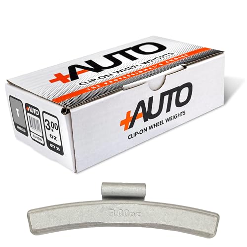 +AUTO T-Style Coated Steel Clip-On Wheel Weights, Aluminum Wheels, Passenger Cars, Light Trucks, SUV's, Exceeds OE Spec, USA Professional Grade, 1 Box - Qty 25 (3.00 oz) - size: 3.00 oz